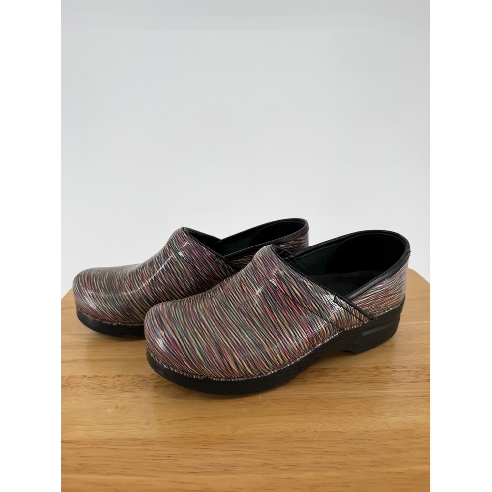 Dansko Professional Women's Leather Striped Multicolor Slip-On Clogs 8.5/9 EU39